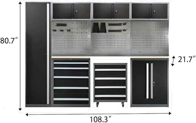 JZD Metal Garage Storage System, Lockable Tool Cabinet Workbench - Image 2