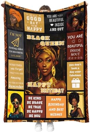 Birthday Gifts for Women,Black Queen Throw Blanket for Black Women,Encouragement Inspirational Birthday Present for Girls Female Teenagers Friends 50"x60" by Hohoto