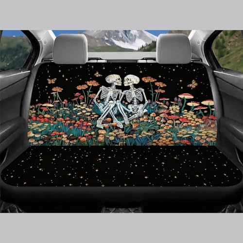 Skull Floral Starry Night Print Car Seat Covers 4Pcs Front & Rear Breathable Seat Covers Universal Fits for Truck, Sedan, SUV Auto Interior Protector Car Accessories