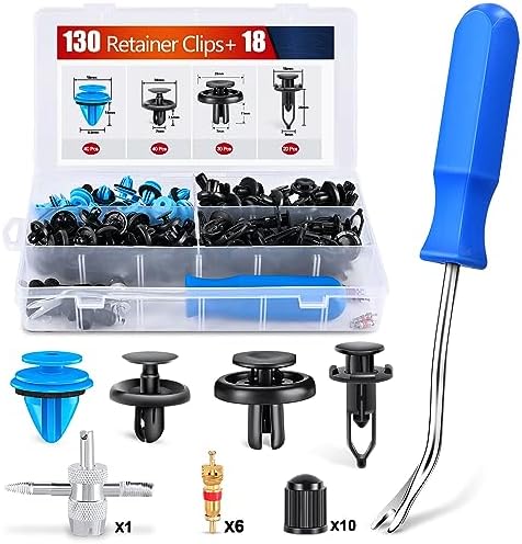 Nilight 148PCS Front Fender Liner Trim Panel Retainer Applications for Toyota 90467-10183 90467-10188 90467-07215 52161-02020 4-Way Tools Tire Caps Tire Cores