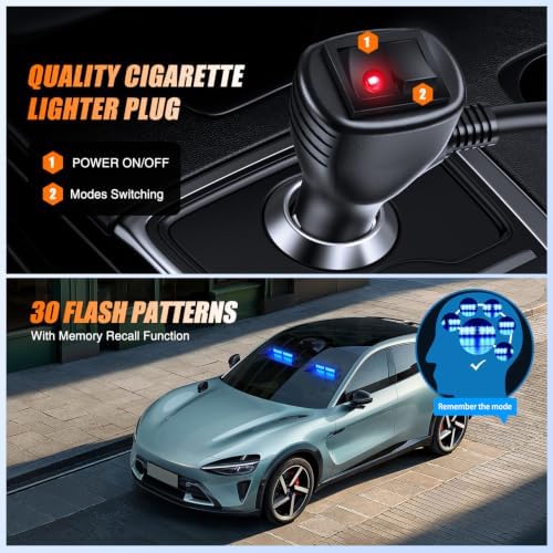 Nilight 16LED Blue Dash Strobe Light Cigarette Lighter Plug
