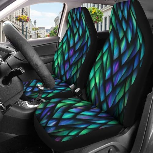 GENANY Holographic Dragon Scale Car Seat Covers, 2-Piece Front Seat Set