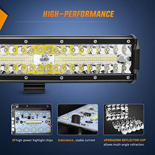 Nilight Led Light Bar 12Inch 300W Triple Row Flood Spot Combo 30000LM Bar Driving Boat Lighting Led Off Road Lights for Trucks,2 Years Warranty (Pack of 12)