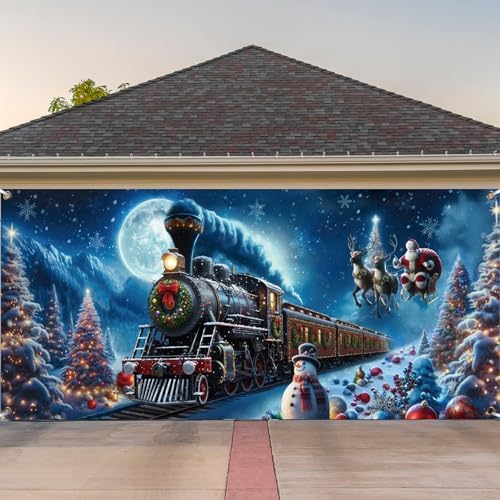 Preboun Christmas Polar Garage Door Decoration 7 x 16 ft Believe Train - Image 6