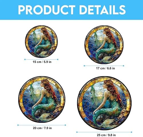 Mermaid Stained Glass Window Hanging Sun Catcher Halloween Haning Ornament Decoration Christmas Birthday Gifts for Lover and Friends - Image 6