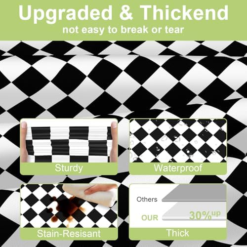 QIKSION 2 Pack Checkered Tablecloth Disposable, Race Car Table Cloth - Image 3