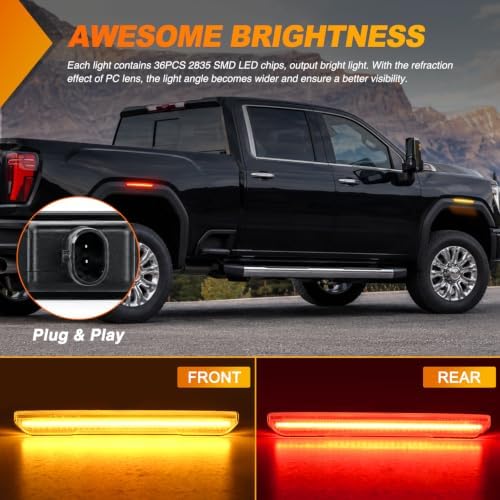 Nilight Fender Side Marker Lights 4PCS for 2020-2025 GMC Sierra 2500HD