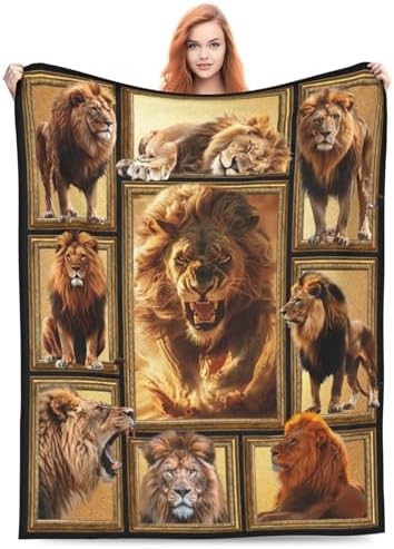Lion Blanket, Lions Throw Blanket, AnimalGifts Blankets Stuff Fleece Flannel Plush for Boys Men Girls Women Lovers Adults Soft Bedding Gift for Sofa Bed Office Home Decor 40"X50" - Image 2