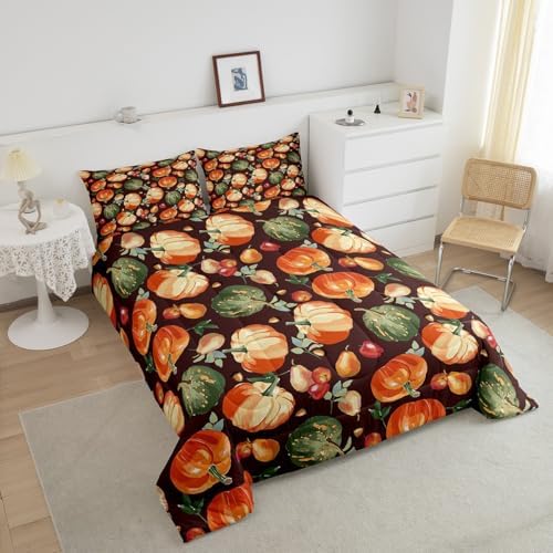 Erosebridal Pumpkin Comforter Set for Girls Toddler Boys Farmhouse Fall Harvest Decor Bedding Queen, Thanksgiving Decorations Bedding Comforter Sets for Adults Autumn Decorations for Home - Image 2