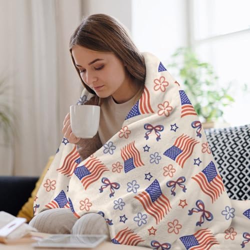 Socira USA Patriotics American Flag Blanket Throw Blanket USA Patriotics American Gifts for Women Men Soft Sofa Throws for Travel Camping Bed Home Decor Car Birthday Gift 40"*50" （100 * 130cm） - Image 5