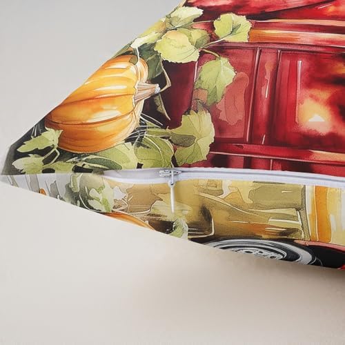 Manfei Autumn Truck Pillow Covers Reversible Print Pack of 2,Fall Harvest Thanksgiving Day Rustic Decorative Cushion Covers,Lovely Puppy Dog Sunflower Pumpkin Couch Pillow Covers,24"x 24" - Image 5