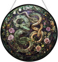 Valentine Dark Pair of Snakes Suncatcher Indoor/Outdoor Stained Glass Window Hanging Handmade Suncatchers Home Decor Garden Christmas Party Wedding Housewarming Gifts by HYPESTYLE