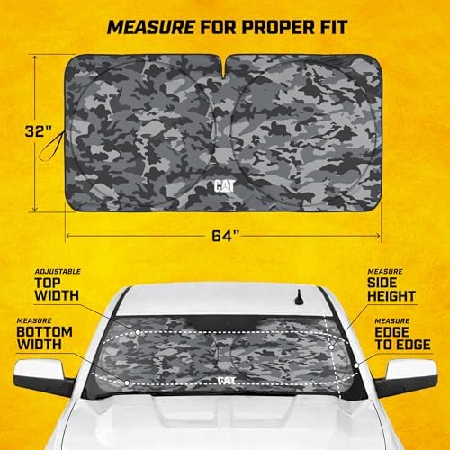 Windshield Sun Shade for Chevrolet Silverado 1500 2099-2013, Foldable Truck Sunshade, Heat Blocker, Front Window Sun Shield, Interior Protection, Keeps Cab Cool, Heavy Duty Truck Accessory-Gray Camo