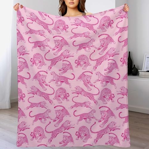 Socira Pink Leopard Blanket Throw Blanket Pink Leopard Gifts for Women Men Soft Sofa Throws for Travel Camping Bed Home Decor Car Birthday Gift 50"*60"（130 * 150cm） - Image 2