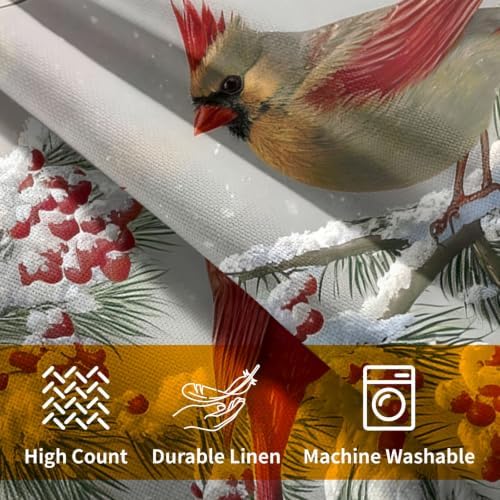 Winter Throw Pillow Covers 22x22 Set of 2 Red Cardinal Bird Snow Berries - Image 7