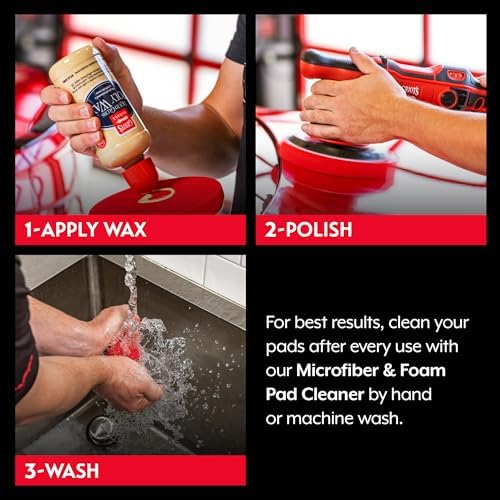 Griot's Garage 6.5” Red Foam Waxing Pads for Car Detailing, Polishing and Buffing Pads for Use with Waxes and Sealants, 10624, Set of 2 - Image 4