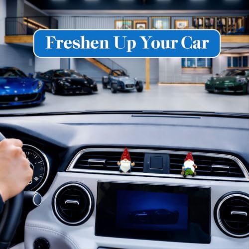 GENANY 3D Resin 2Pcs Funny Gnome Car Air Freshener Clip, Hand Painted Gnome