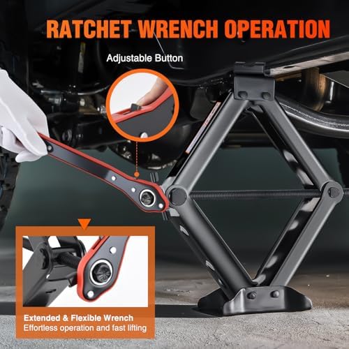 Nilight Scissor Jack for Car 2 Ton 4409 lb Lift Jack w Ratchet & Lug Wrench - Image 3