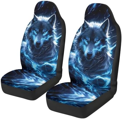 Lightning Wolf Car Seat Covers for Front Seat Breathable Car Seat Cover Protection Interior Accessories Easy to Install and Clean Universal for Cars SUV