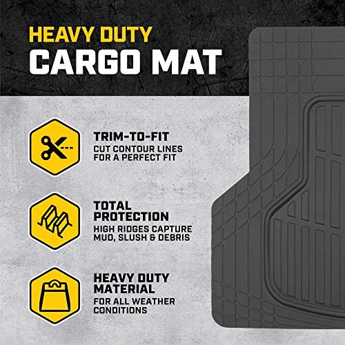 CAT® Car Mats Full Set - Automotive Floor Mats & Cargo Liners & SUV Floor Mats - Car Floor Mats All Weather Trim-to-Fit Rubber Universal Car Mats & Trunk Cargo Liners Black Floor Mats for Mini-Van