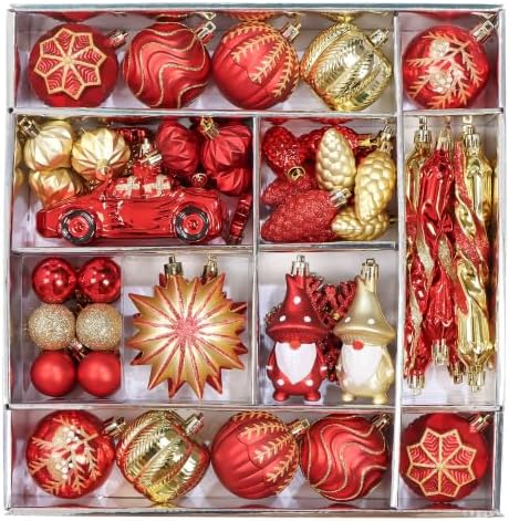 Red & Gold Fall Christmas Tree Ornaments Farmhouse Thanksgiving Decorations by Forsylvanas+Jewelry