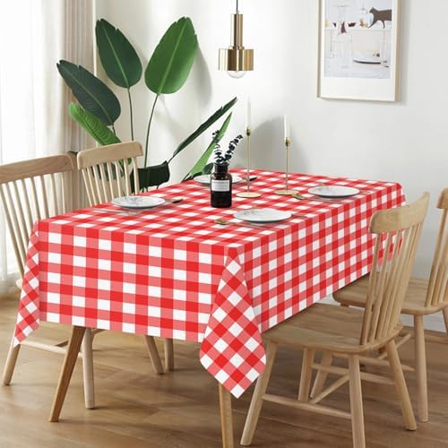 QIKSION 12 Pack Red Gingham Plastic Tablecloth, Picnic Table Cover - Image 2