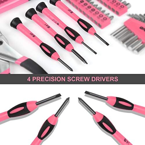 DNA MOTORING 39-Piece Portable Car Emergency Tool Kit, Home Repair Tool Kit, With Storage Box, Suitable For Home Diy, Car Repair, and Roadside Emergencies, Pink,TOOLS-00009 - Image 6