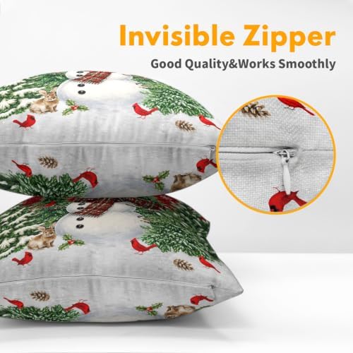Christmas Snowman Pillow Covers 20x20 Set of 2 Red Highly Absorbent - Image 5