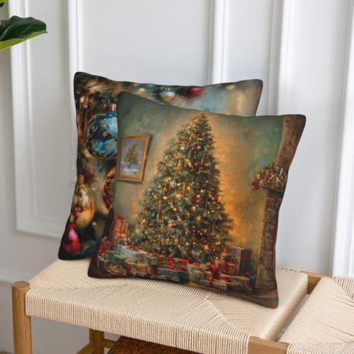 Christmas Tree Pendant Throw Pillow Covers 18x18 inch Set of 2 Pillow Case Cushion Cover for Home Sofa Couch Living Room Car Decor - Image 4