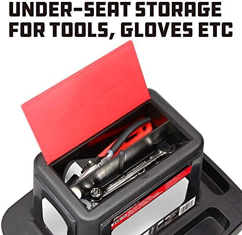Powerbuilt Heavy Duty Injection Rolling Work Seat, Under-seat Storage Holds Tools, 3 Trays in Base Hold Tools and Small Parts, 350-pound Load Capacity - 620526 - Image 3