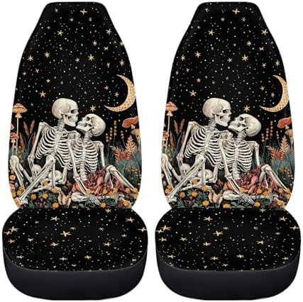 Skull Couple Galaxy Print Car Seat Cover Front Seats Covers for Women Men,Universal Fit for Most Cars,SUVs,Sedan,Truck or Van