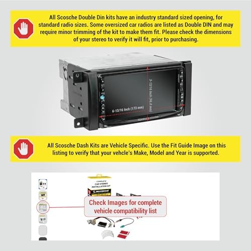 Scosche CR0714DDCS Double DIN Radio Install Dash Kit Compatible with Select 2007-19 Chrysler, Dodge or Jeep Vehicles - Complete Car Stereo Installation Kit - See Fit Guide in Images to Verify Vehicle