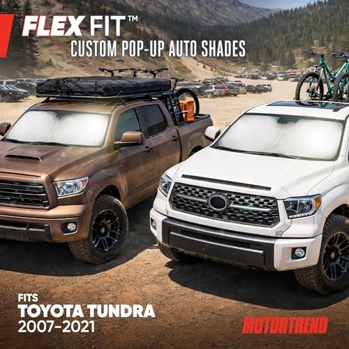 Motor Trend Windshield Sun Shade for Toyota Tundra - Tundra Accessories 2007-2021 - Custom Fit Sun Shade for Car Windshield - Automotive Toyota Truck Window Sunshade Cover for Interior Protection