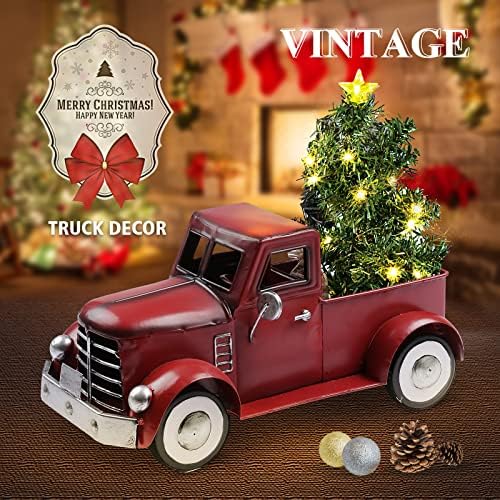 Red Truck Farmhouse Table Decor, Farm Metal Car Tabletop Ornament - Image 5