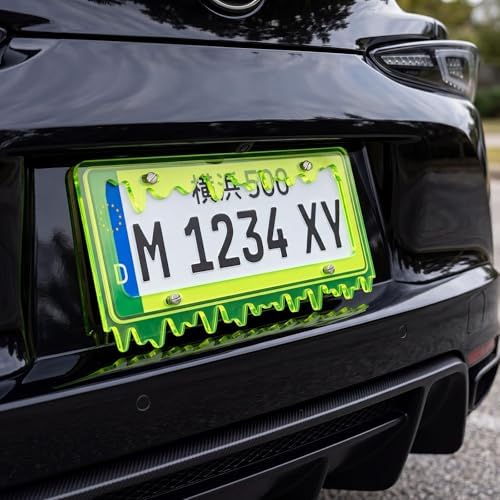 Timtin 2 Sets Fluorescent Green License Plate Frame, Style 1