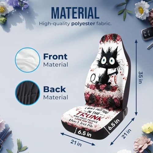 GENANY Spooky Black Cat Car Seat Covers, 2-Piece Front Seat Set