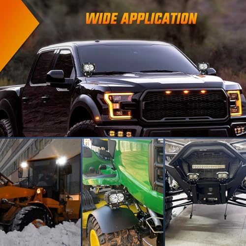 Nilight LED Pod Light 24W 4 Inch 2PCS White Flood Beam Driving Lights LED Pods IP67 Waterproof Auxiliary Offroad Lighting for Truck Tractor SUV ATV UTV Golf Cart Boat Motorcycle Dirt Bike