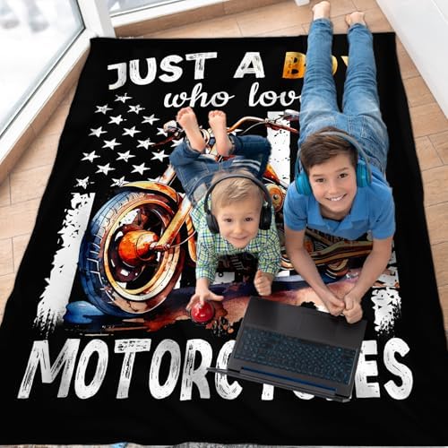 Motorcycle Gifts for Boys Men - 30x40 Inches Cool Throw Blanket for Kids Motorbike Lovers Motorcycle Riders - Black Soft Fuzzy Car Blankets for Lap Couch Sofa Bed Travel - Image 6