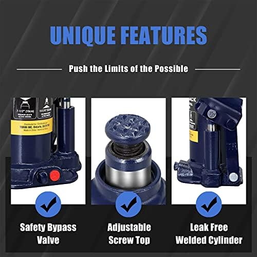 Big RED 20 Ton (40,000 LBs) Torin Welded Hydraulic Car Bottle Jack for Auto Repair and House Lift, Blue, AT92003UR - Image 3