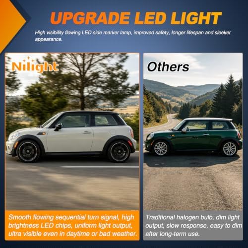 Nilight Fender Side Marker Lights 4PCS for 2005-2016 MINI Cooper R55/R56