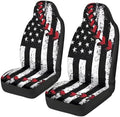 American Flag Car Front Seat Covers Baseball Stitch Car Seat Covers Set of 2 Removable Automotive Accessories Universal Fit for Cars,Sedans & SUVs