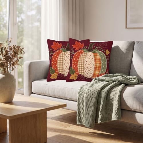 Fall Pumpkin Pillow Covers 24x24 Set of 2 Rustic Thanksgiving Harvest Decor - Image 6