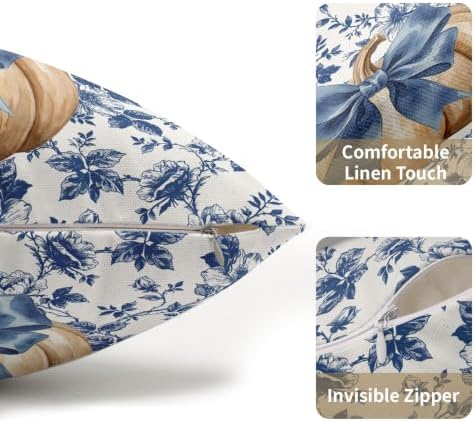 Fall Pumpkin Pillow Covers 12x20 Set of 2 Porcelain Highly Absorbent - Image 5