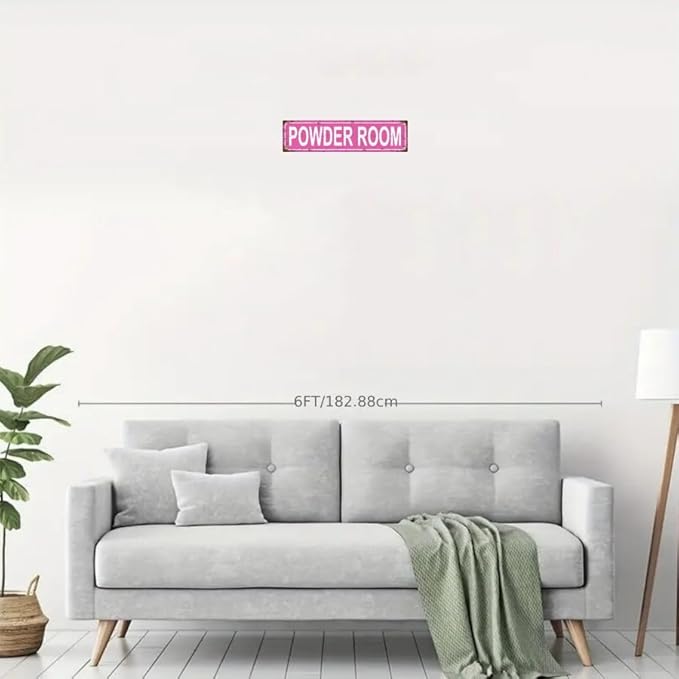 POWDER ROOM Space Vintage Metal Tin Street Sign Bar Cafe Garage Cave Home Room - Image 3