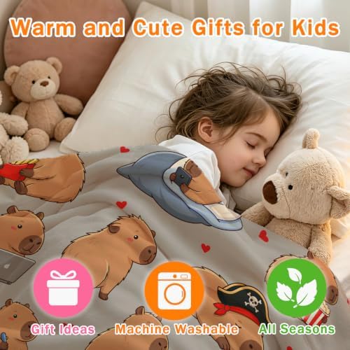 Jekeno Capybara Gift for Girls Boys, Animals Lovers Throw Blanket 50"x60" - Image 5