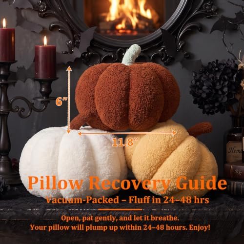 2Pcs Large 3D Pumpkin Pillow Halloween Pillows Fall Decor for Home - Image 2