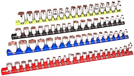 Ernst Manufacturing 8-Inch Magnetic Socket Organizer with 9 3/8-Inch Twist Lock Clips, Red (8411M-Red-3/8) - Image 5