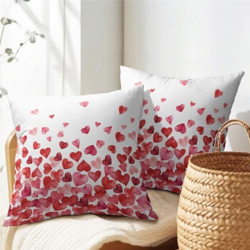 Valentines Day Throw Pillow Covers 20x20 Set of 2 Pink Red Love Heart - Image 7