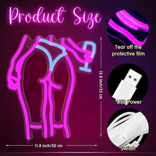 Lady Neon Signs Neon Signs for Wall Decor Pink Blue LED Light Sign for Preppy Room Decor Bedroom with Woman Pattern Light Up Sign for Birthday Party Decoration USB Powered by Unknown