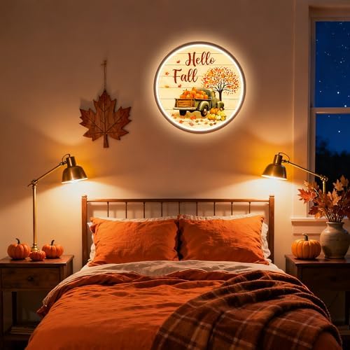 Hello Fall Neon Sign, Welcome Fall Door Decorations Thanksgiving Truck Pumpkin Neon Light Up Sign Gift USB Dimmable Light Up for Home Room, Yard, Farmhouse Wall Outdoor Farmhouse Porch Front Door Decor (Pumpkin Truck) - Image 5